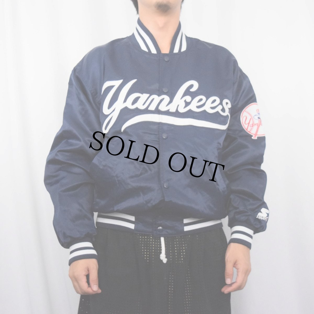 画像2: 90's STARTER Diamond collection "New York Yankees" ワッペン付き ナイロンスタジャン NAVY M (2)