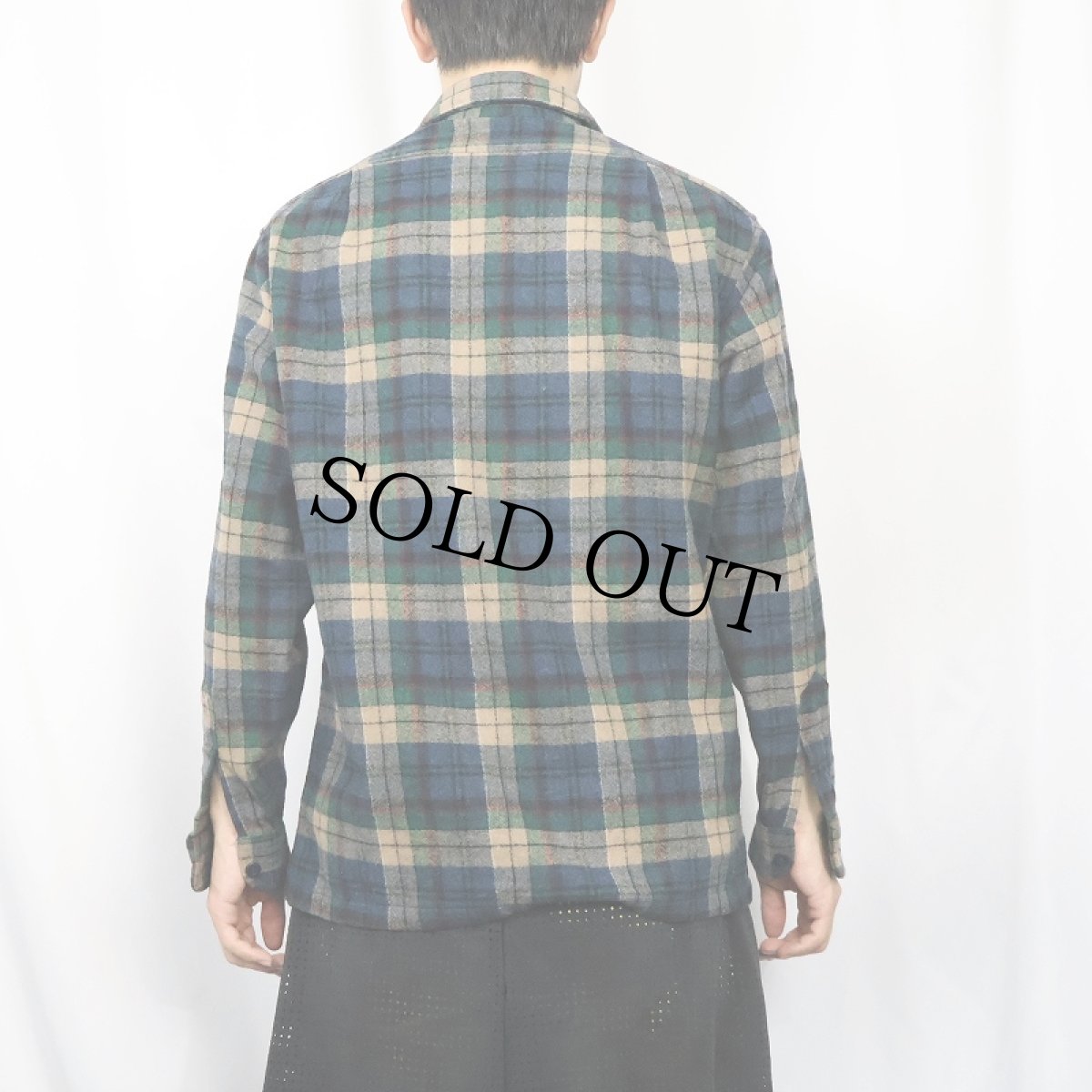 画像3: 70's PENDLETON USA製 チェック柄 ウールオープンカラーシャツ M (3)