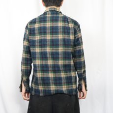 画像3: 70's PENDLETON USA製 チェック柄 ウールオープンカラーシャツ M (3)