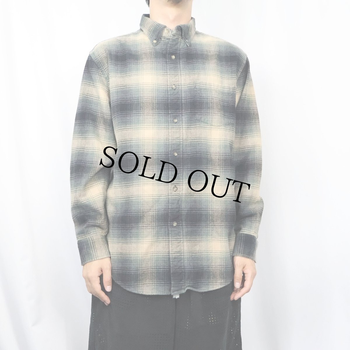 画像2: PENDLETON "MASON" オンブレーチェック柄 コットンボタンダウンシャツ M (2)