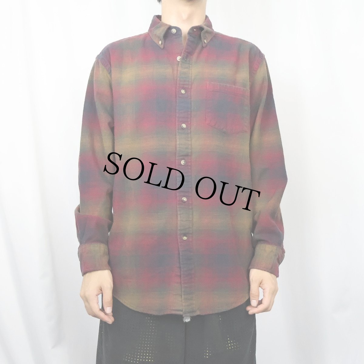 画像2: PENDLETON "MASON" オンブレーチェック柄 コットンボタンダウンシャツ M (2)