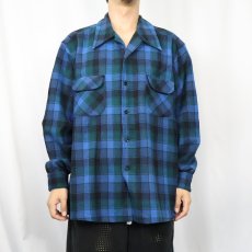 画像2: 70's PENDLETON USA製 チェック柄 ウールオープンカラーシャツ (2)