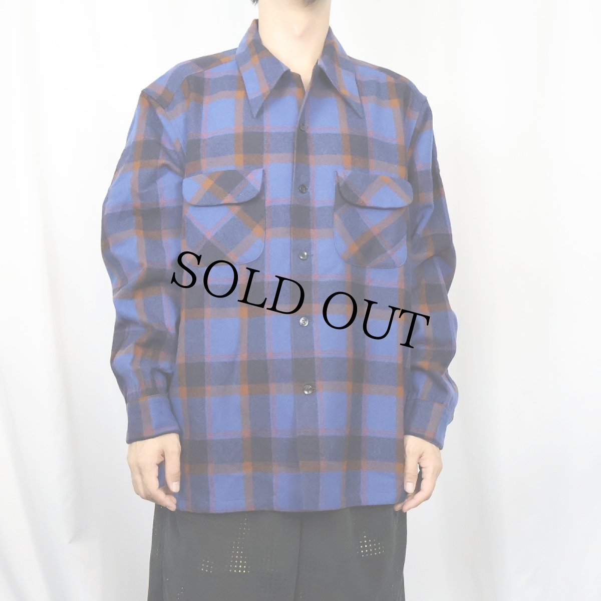 画像2: 70's PENDLETON USA製 チェック柄 ウールオープンカラーシャツ XL (2)