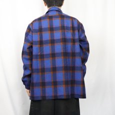 画像3: 70's PENDLETON USA製 チェック柄 ウールオープンカラーシャツ XL (3)