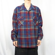 画像2: 70's PENDLETON USA製 チェック柄 ウールオープンカラーシャツ XXL (2)