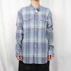 画像2: 2015SS Patagonia "ORGANIC COTTON" オンブレーチェック柄 ちりめんシャツ XL (2)