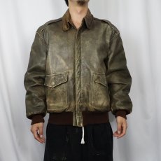 画像2: 80's L.L.Bean A-2 TYPE USA製 レザーフライトジャケット SIZE42 (2)