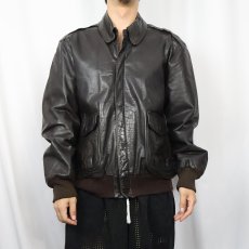 画像2: 70〜80's L.L.Bean A-2 TYPE USA製 レザーフライトジャケット BROWN SIZE44 (2)