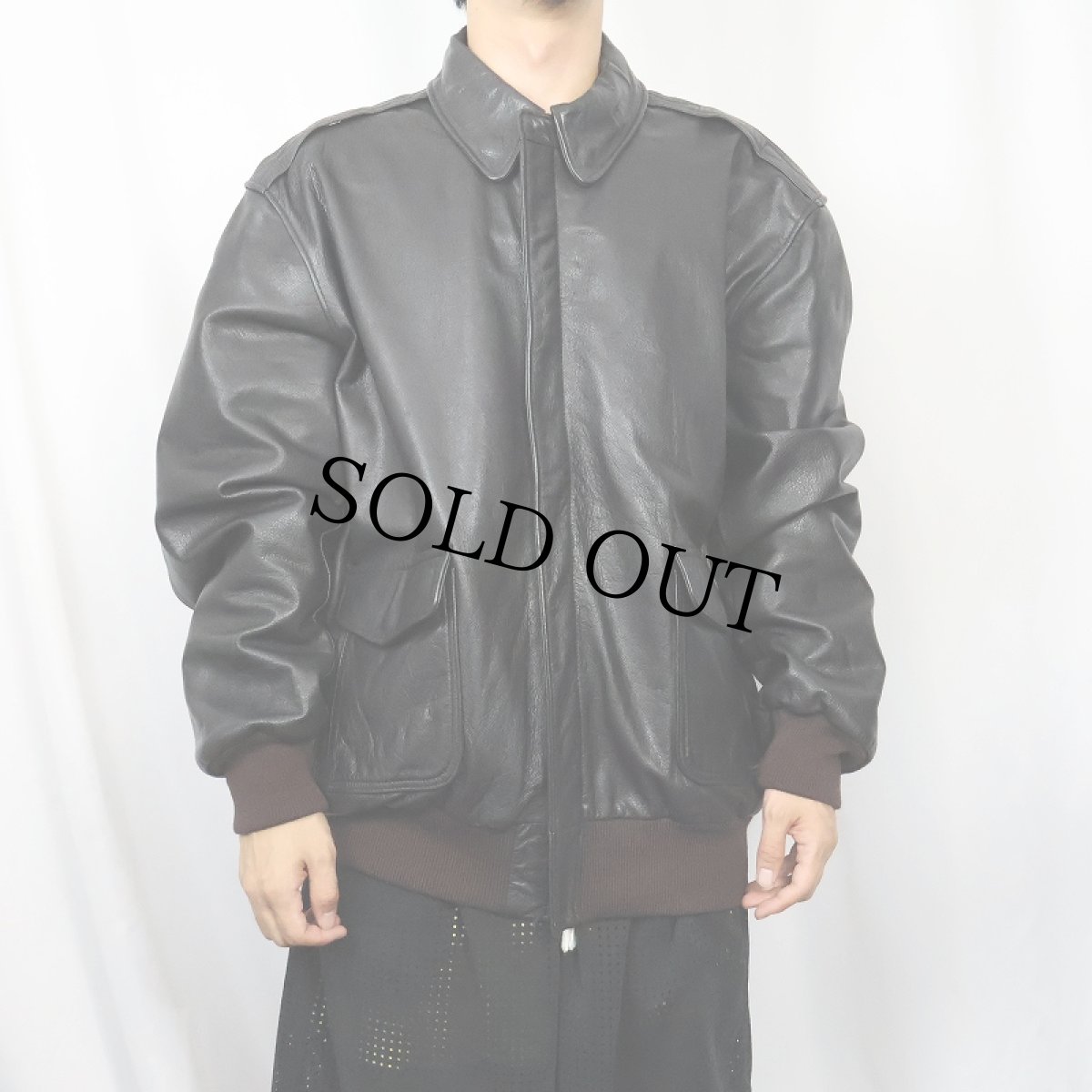 画像2: 70〜80's L.L.Bean A-2 TYPE USA製 レザーフライトジャケット BLACK SIZE44 (2)