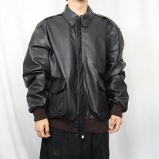 画像2: 70〜80's L.L.Bean A-2 TYPE USA製 レザーフライトジャケット BLACK SIZE44 (2)