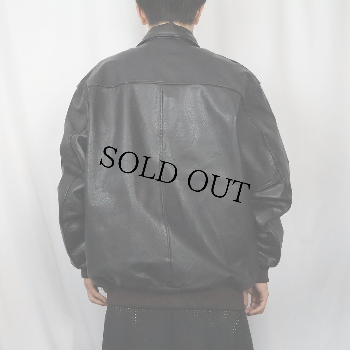 画像3: 70〜80's L.L.Bean A-2 TYPE USA製 レザーフライトジャケット BLACK SIZE44 (3)