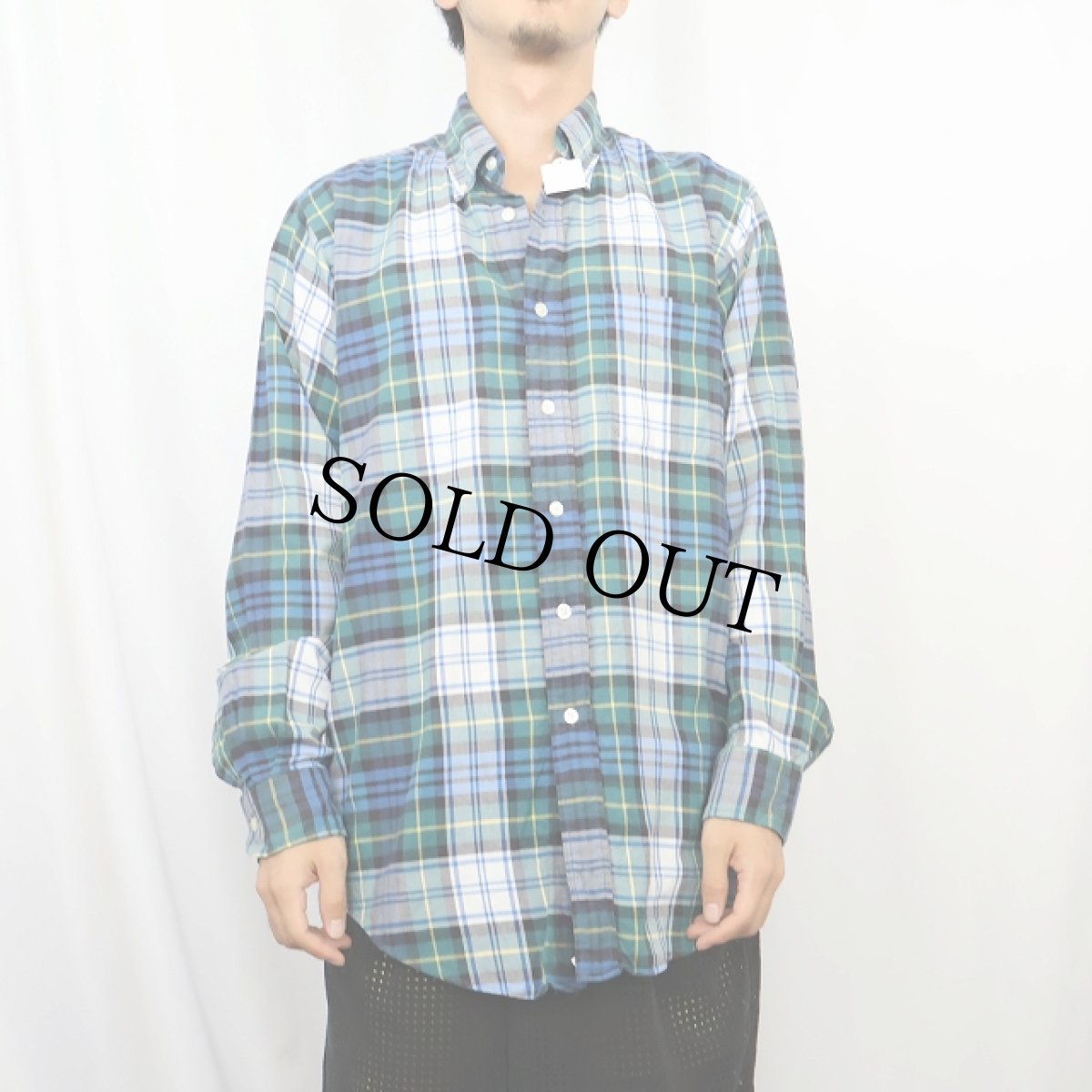 画像2: 90's Brooks Brothers USA製 チェック柄 コットンボタンダウンシャツ M (2)