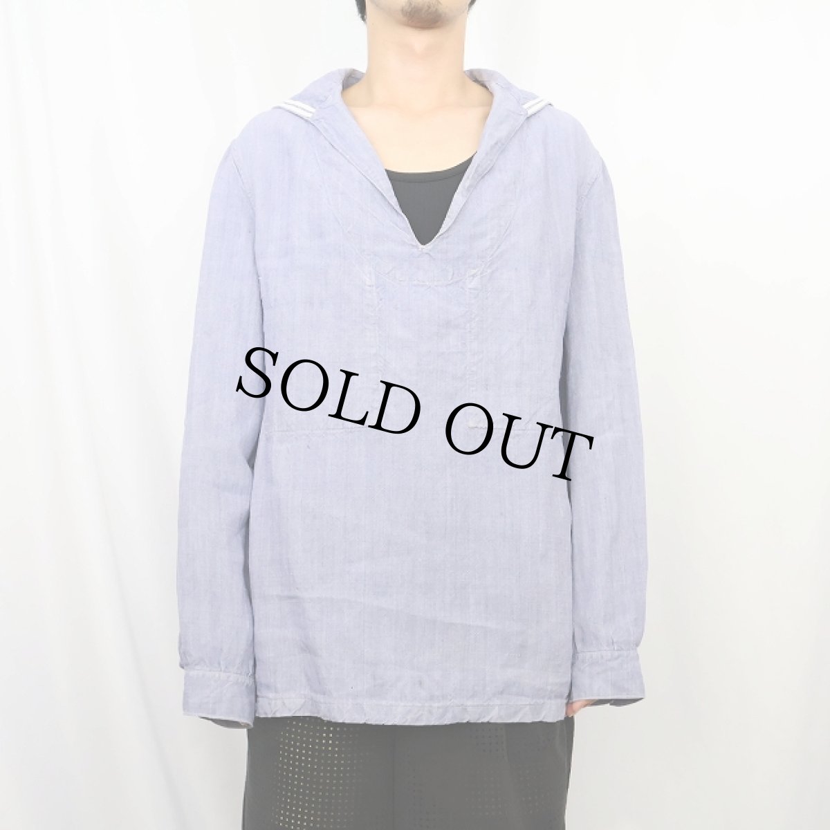 画像2: 50〜60's FRENCH MILITARY リネンセーラーシャツ (2)