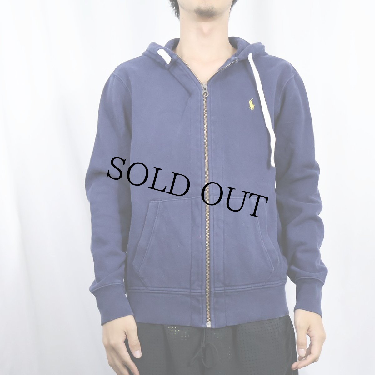 画像2: POLO Ralph Lauren REVERSE WEAVE TYPE ロゴ刺繍 裏サーマル スウェットジップパーカー NAVY M (2)