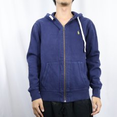 画像2: POLO Ralph Lauren REVERSE WEAVE TYPE ロゴ刺繍 裏サーマル スウェットジップパーカー NAVY M (2)