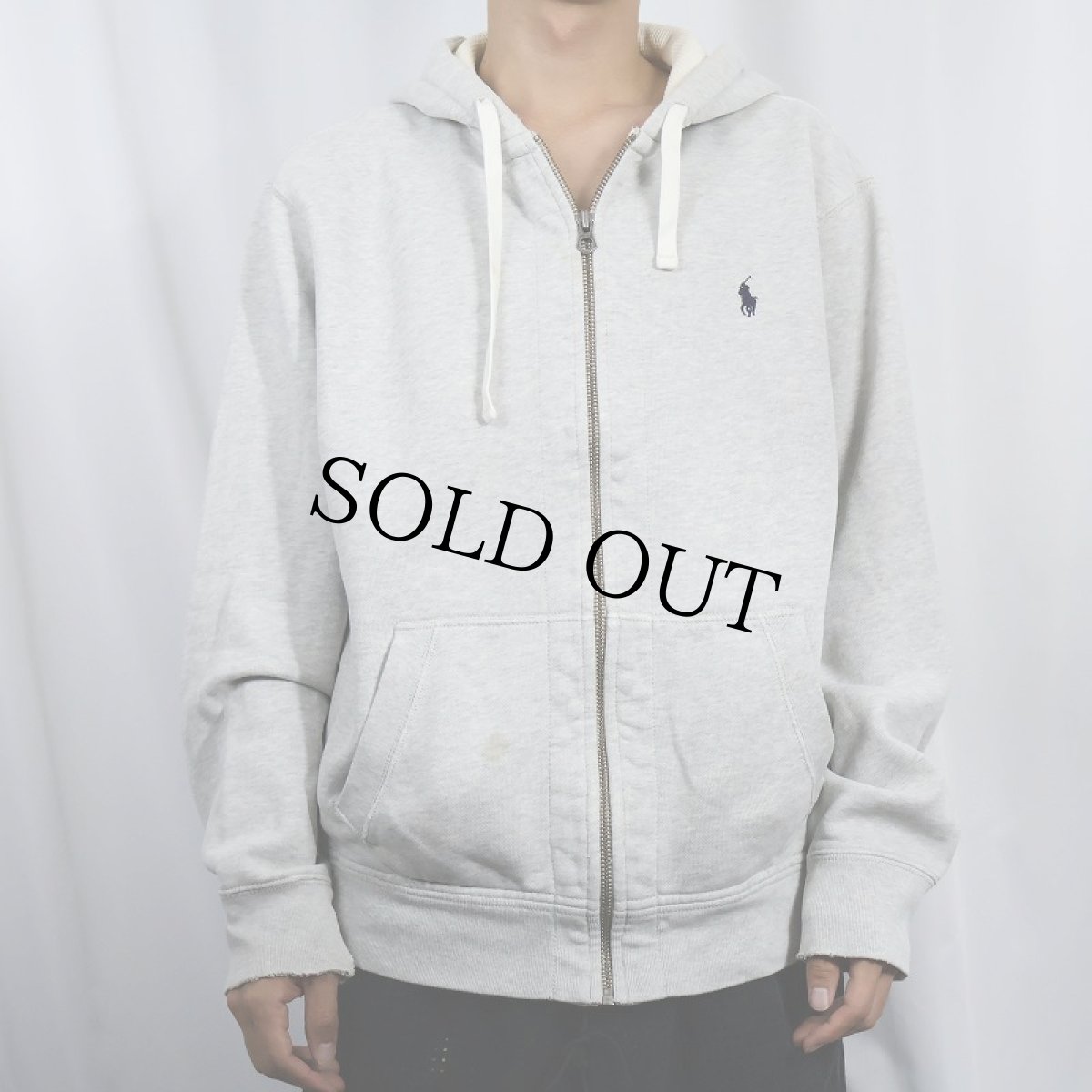 画像2: POLO Ralph Lauren REVERSE WEAVE TYPE ロゴ刺繍 裏サーマル スウェットジップパーカー L (2)
