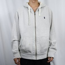 画像2: POLO Ralph Lauren REVERSE WEAVE TYPE ロゴ刺繍 裏サーマル スウェットジップパーカー L (2)