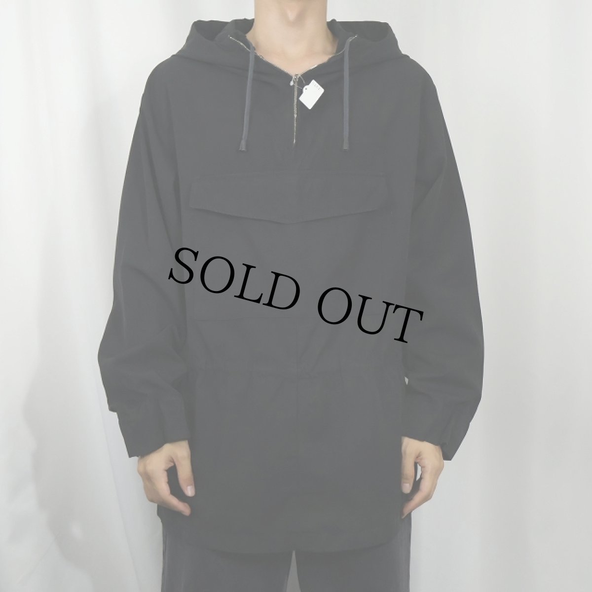 画像2: 60〜70's ハーフジップ コットンアノラックパーカー BLACK (2)