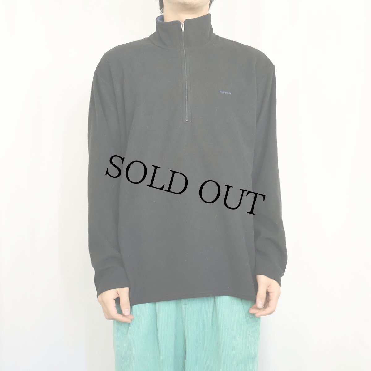 画像2: 90's Patagonia USA製 "capilene" ロゴ刺繍 ハーフジップフリースジャケット BLACK L (2)