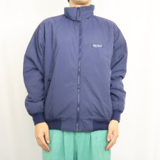 画像2: 90's Eddie Bauer 裏フリース ナイロンジップジャケット NAVY L (2)