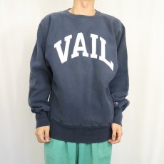 画像2: 90's Champion REVERSE WEAVE "VAIL" プリントスウェット NAVY L (2)