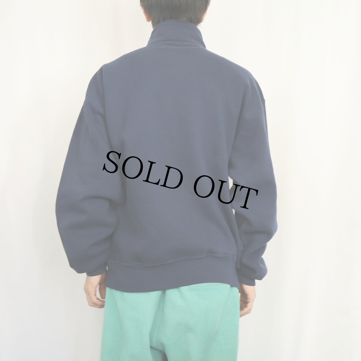 画像3: 90's RUSSELL ATHLETIC 無地 ハーフジップスウェット NAVY L (3)