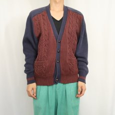画像2: 90's GAP ケーブル編み コットンニットカーディガン L (2)
