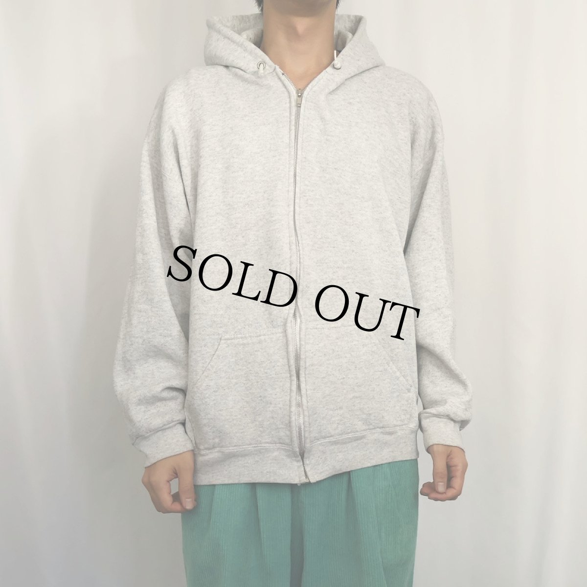 画像2: 90's TULTEX USA製 無地 スウェットジップパーカー XL (2)