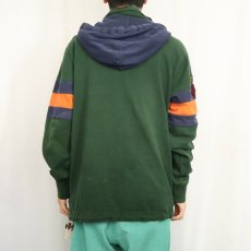 画像3: POLO Ralph Lauren "CUSTOM FIT" フード&ワッペン付き レイヤードデザイン ラガーシャツ L (3)