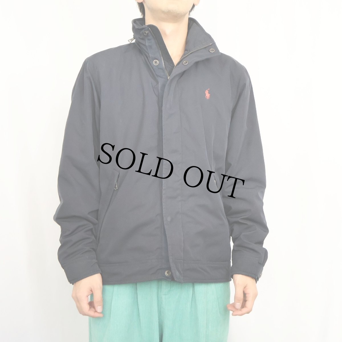 画像2: POLO Ralph Lauren ロゴ刺繍 ポリエステルジップジャケット NAVY S (2)