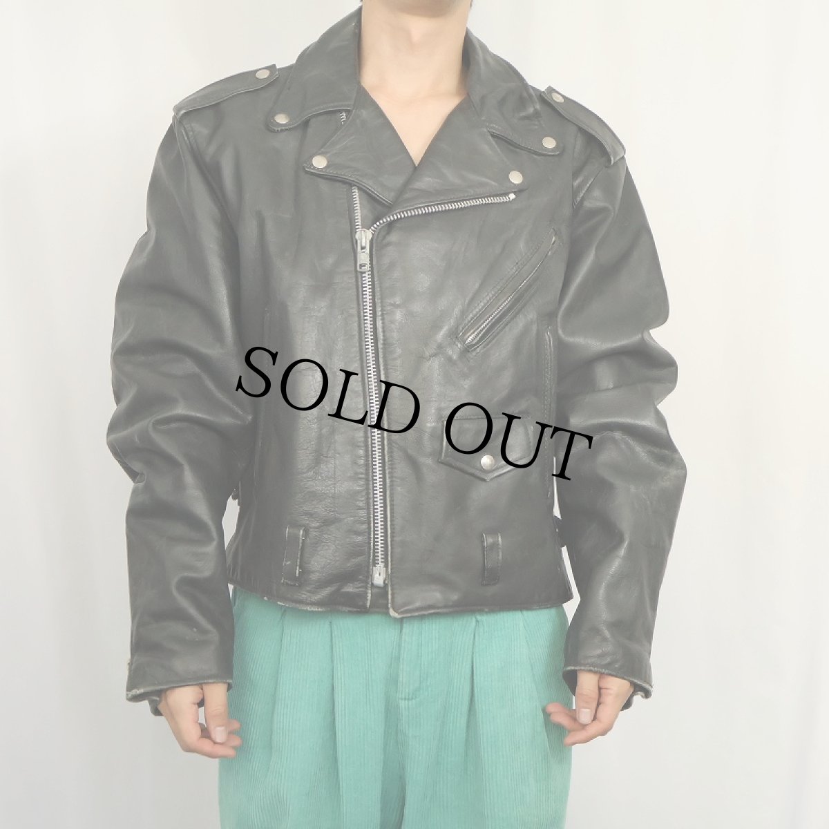 画像2: 80〜90's Excelled USA製 ダブルライダースジャケット BLACK 46 (2)