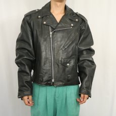 画像2: 80〜90's Excelled USA製 ダブルライダースジャケット BLACK 46 (2)