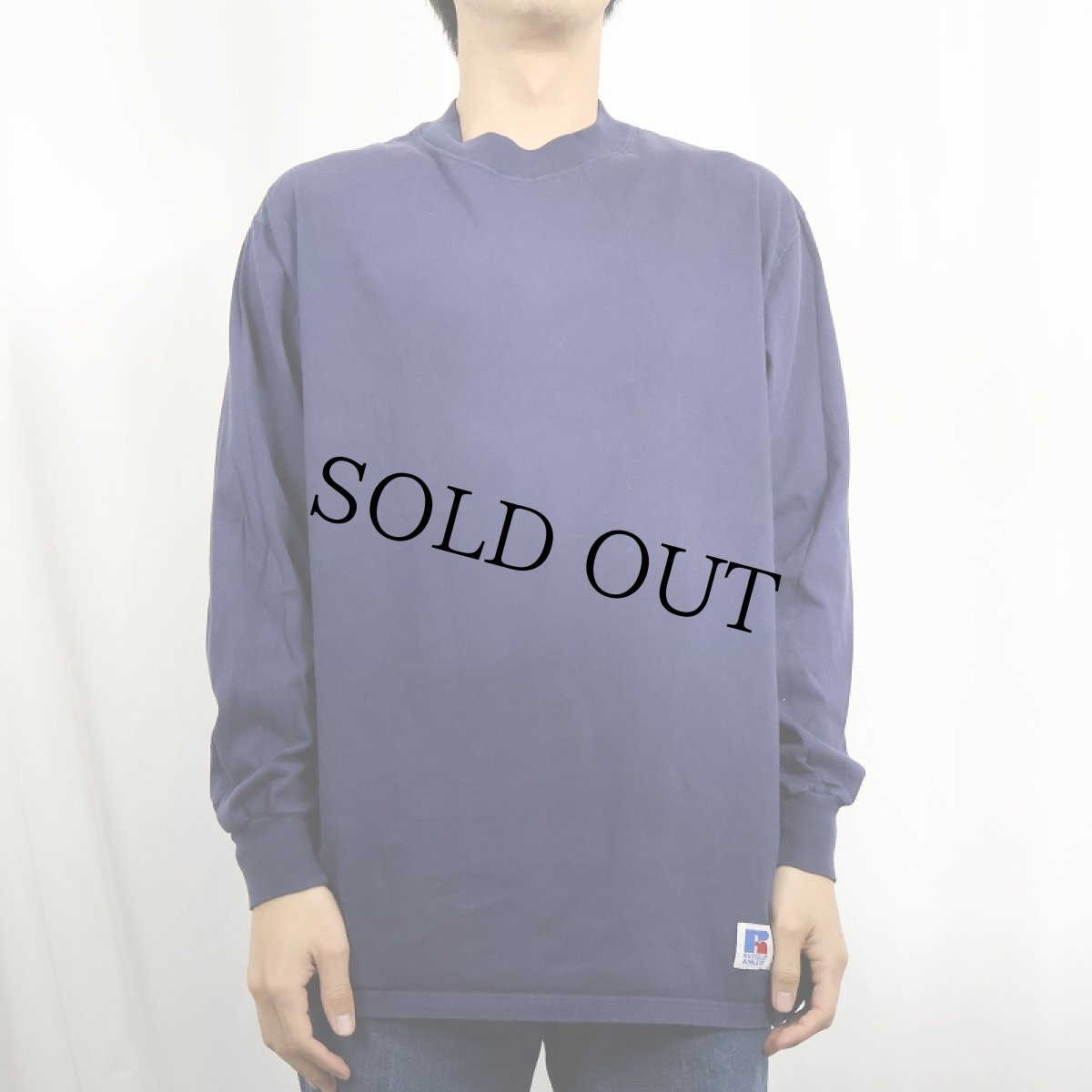 画像2: 90's RUSSELL ATHLETIC USA製 無地ロンＴ NAVY Ｌ (2)