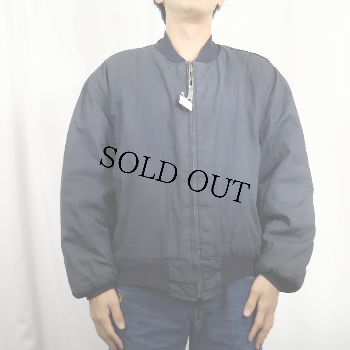 画像2: 60's 民間品 キルティングライナー タンカースジャケット BLACK L (2)