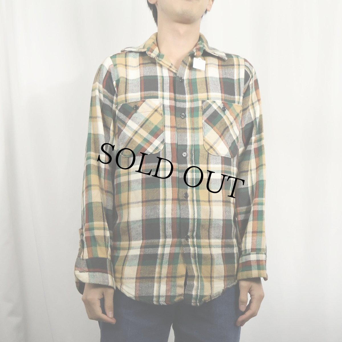 画像2: 70's Mr.Leggs USA製 チェック柄 ヘビーネルシャツ S (2)