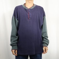 画像2: 80's Eddie Bauer USA製 切り替えデザイン ヘンリーネックロンT XL (2)