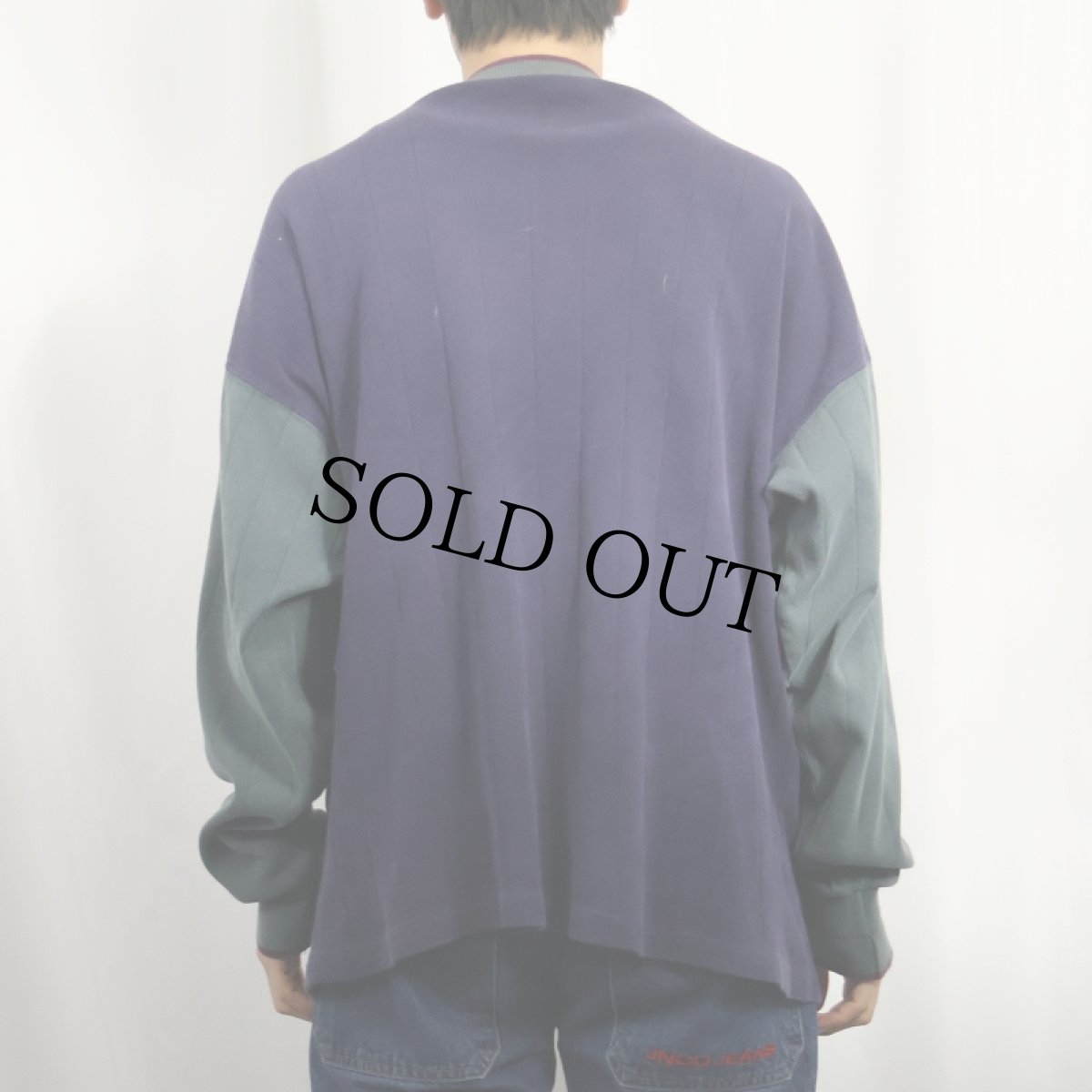 画像3: 80's Eddie Bauer USA製 切り替えデザイン ヘンリーネックロンT XL (3)