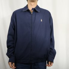 画像2: POLO Ralph Lauren ロゴ刺繍 ポリエステルスイングトップ NAVY L (2)