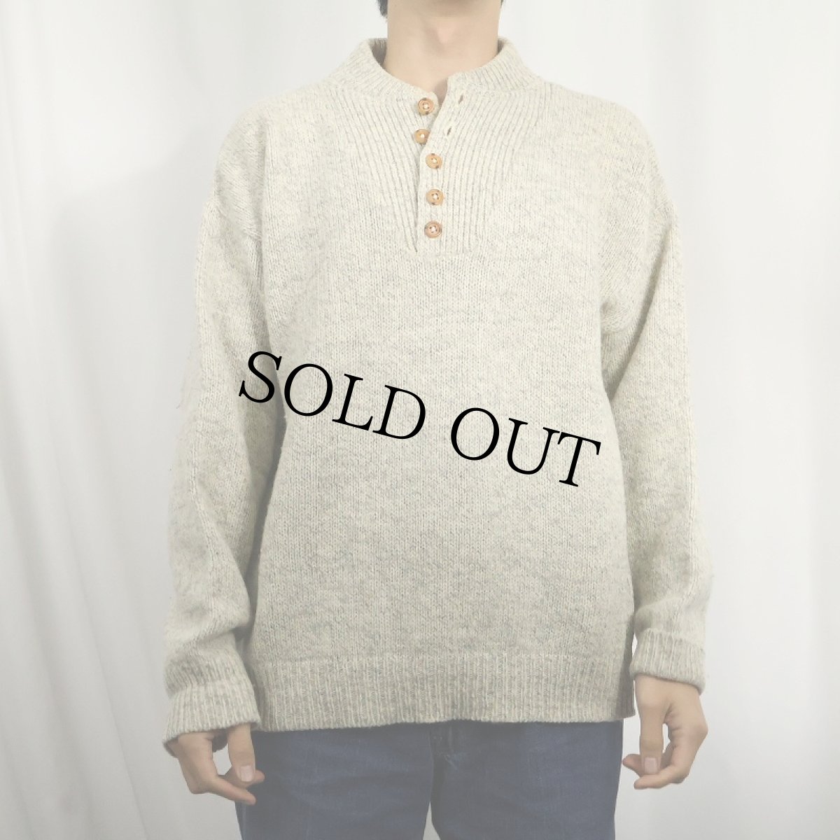 画像2: Pendleton×OUTDOORSMAN USA製 ヘンリーネック ウールニットセーター M (2)