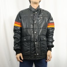画像2: 80's SIMPSON 袖ボーダー 中綿入り ナイロンレーシングジャケット M (2)