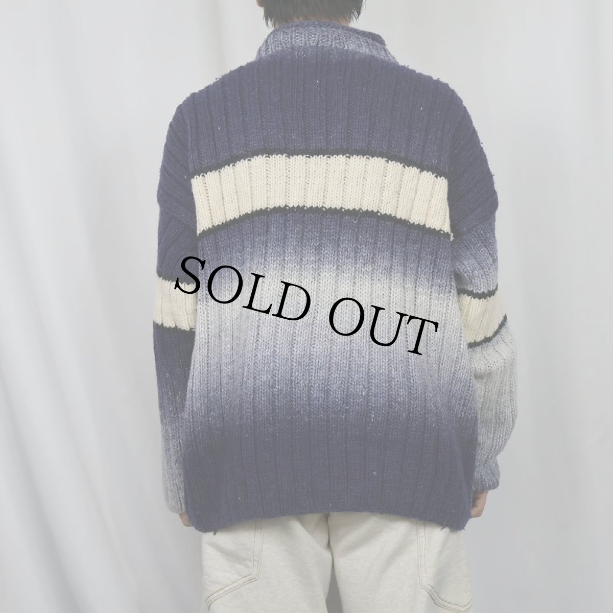 画像3: 切り替えデザイン ロールネック ウールニットセーター (3)