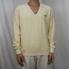 画像2: 80's JC Penney The Fox Velour Vネック ベロアスウェット M (2)