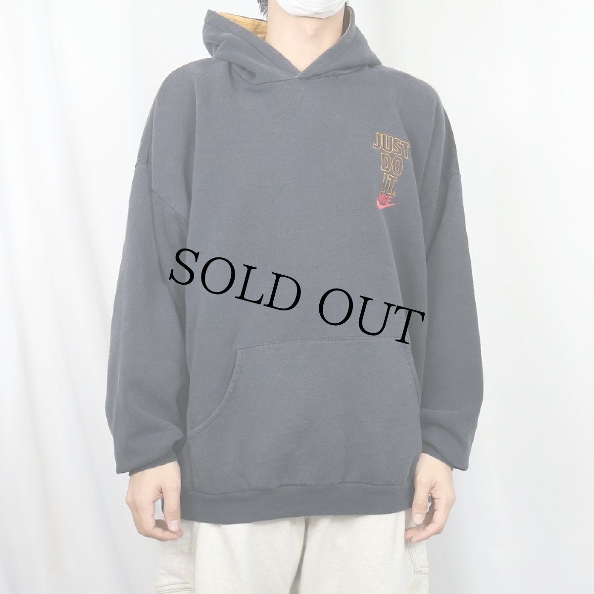 画像3: 90's NIKE CANADA製 "JUST DO IT" 刺繍付き スウェットフーディー BLACK XL (3)