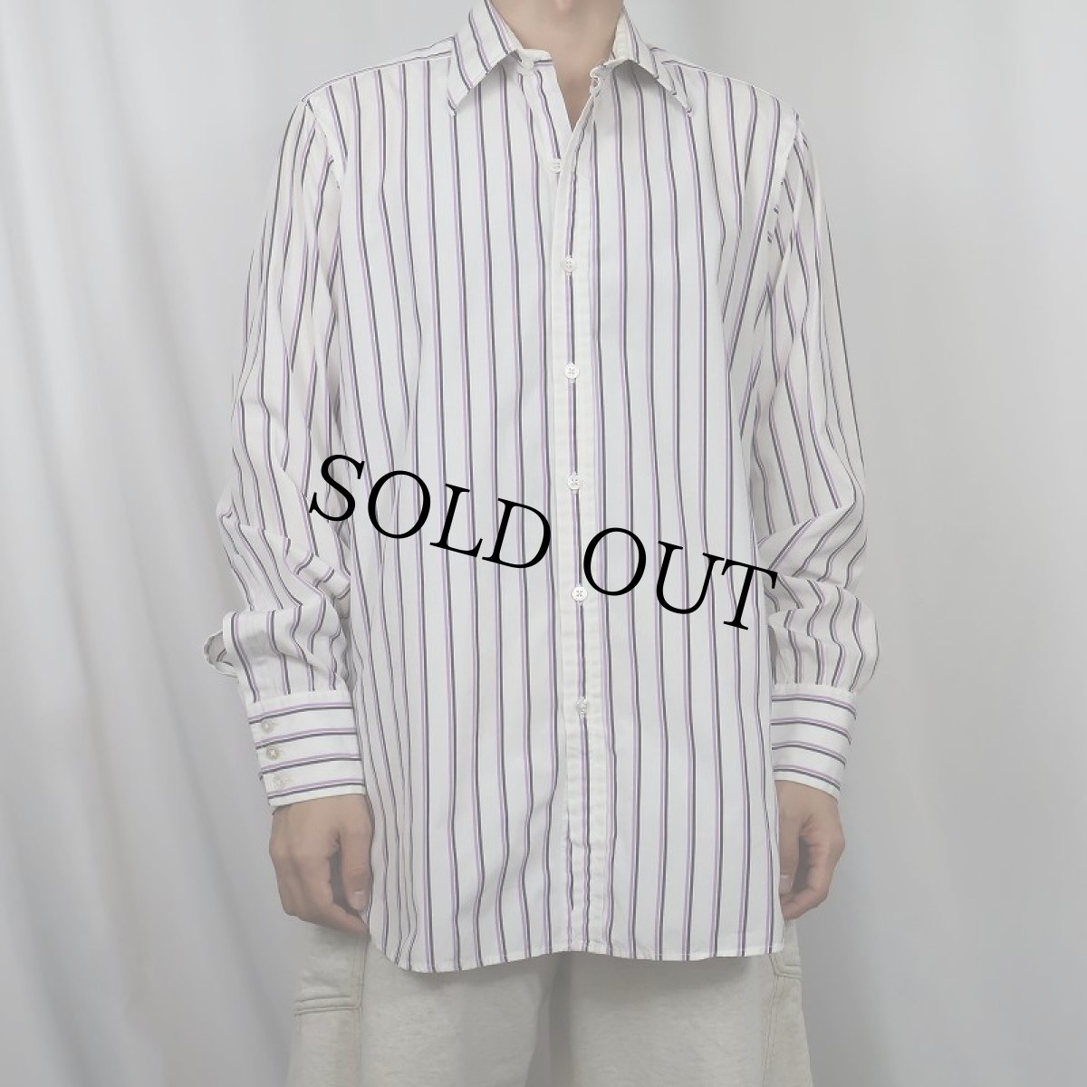 画像2: 90's Turnbull&Asser ENGLAND製 ストライプ柄 コットンシャツ  (2)