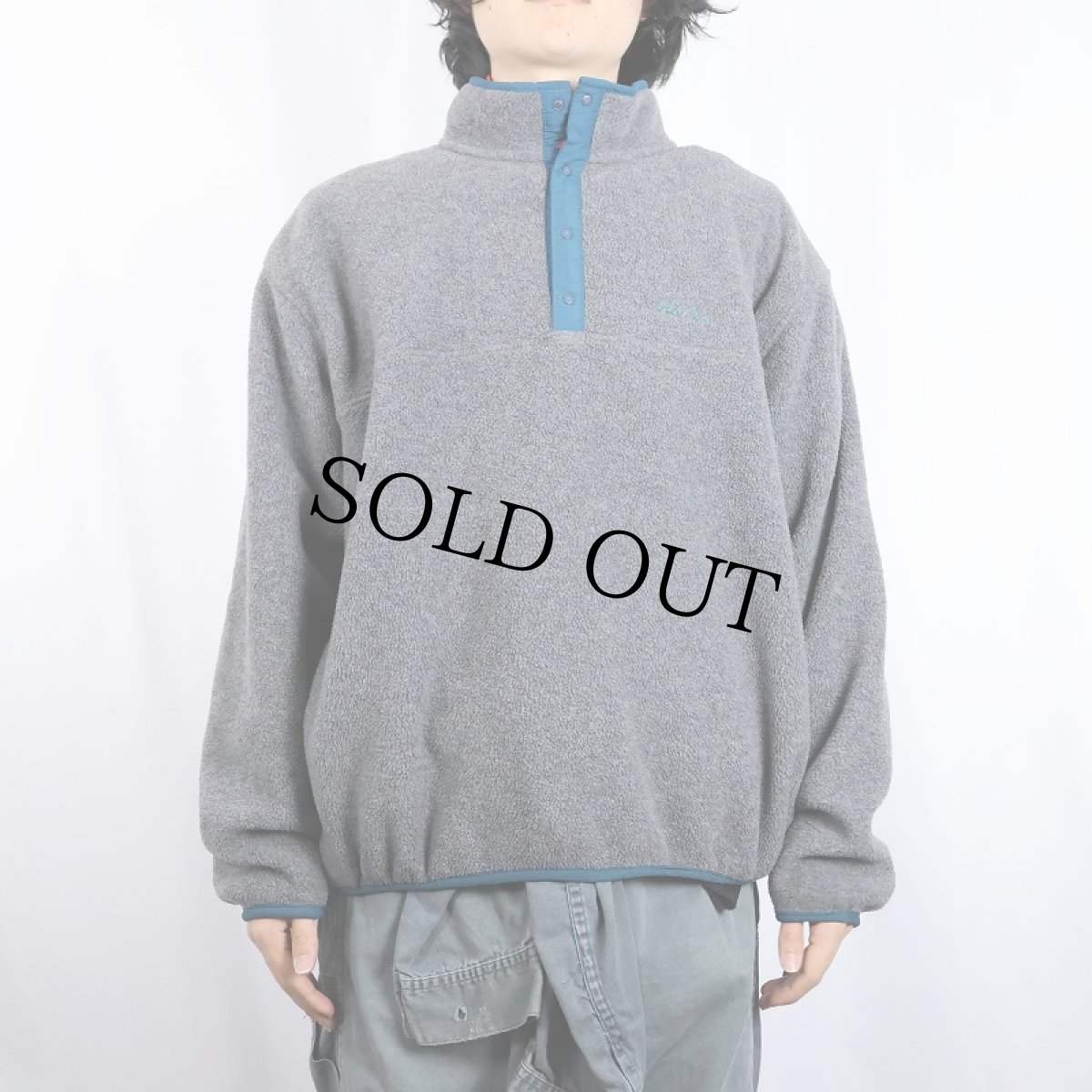 画像2: 80〜90's L.L.Bean 筆記体ロゴ刺繍 ハーフスナップ フリースジャケット (2)