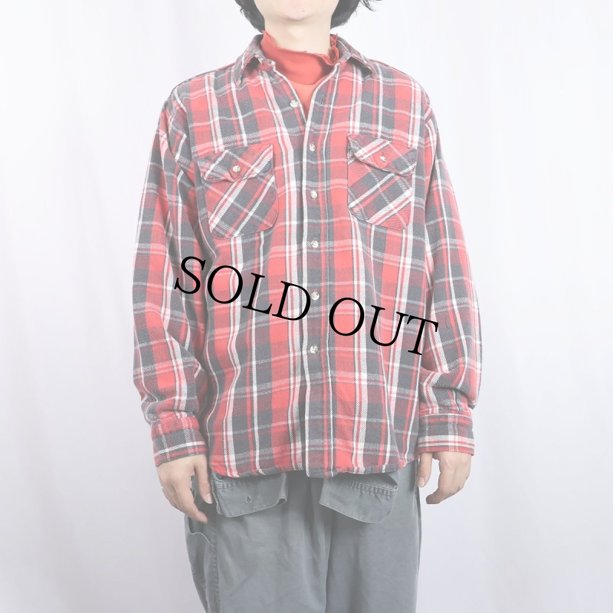 画像2: 90's FIVE BROTHER チェック柄 ヘビーネルシャツ L (2)