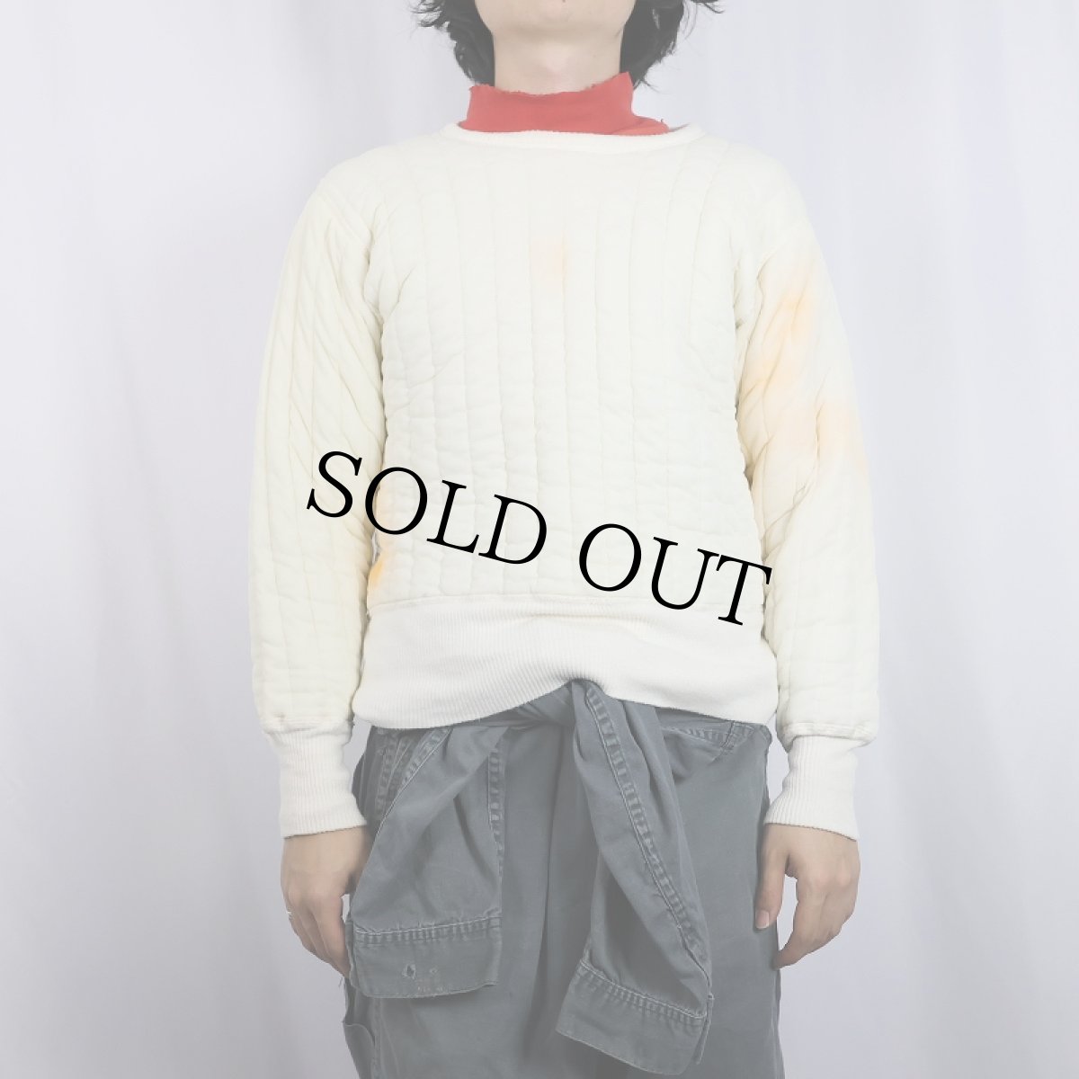 画像2: 60's PENNEY'S TOWNCRAFT 裏サーマル 中綿入り キルティングプルオーバー M (2)