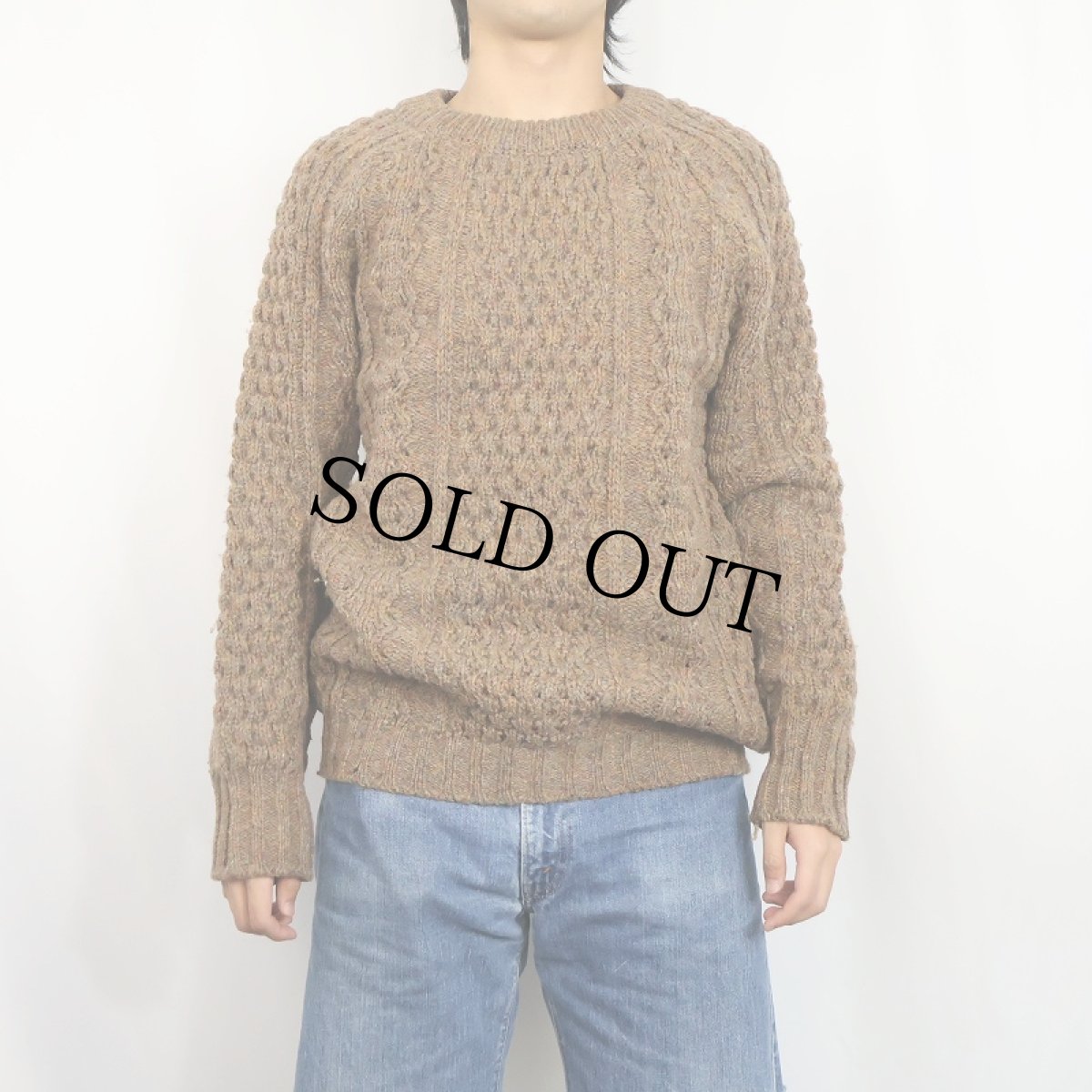 画像2: 80〜90's Ralph Lauren IRELAND製 ネップ混 ウールアランニットセーター (2)