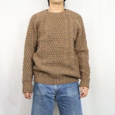 画像2: 80〜90's Ralph Lauren IRELAND製 ネップ混 ウールアランニットセーター (2)