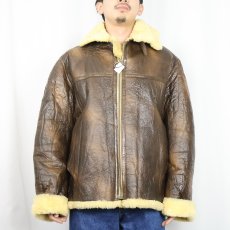 画像2: B-3 TYPE ムートンフライトジャケット BROWN (2)